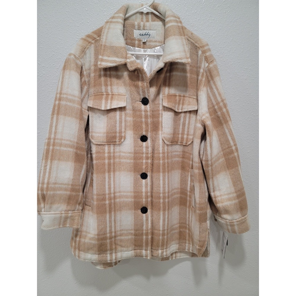 Sebby Shacket Shirt Jacket Plaid Lined with satin button up New with tags.